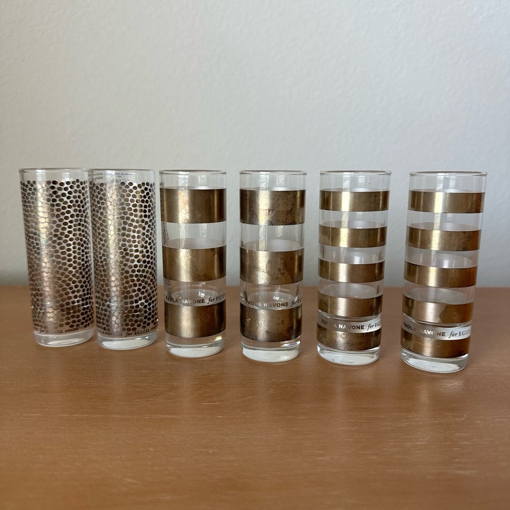 $140 Retail!! Vintage Paola Navone for Egizia shot glass complete set of 6
